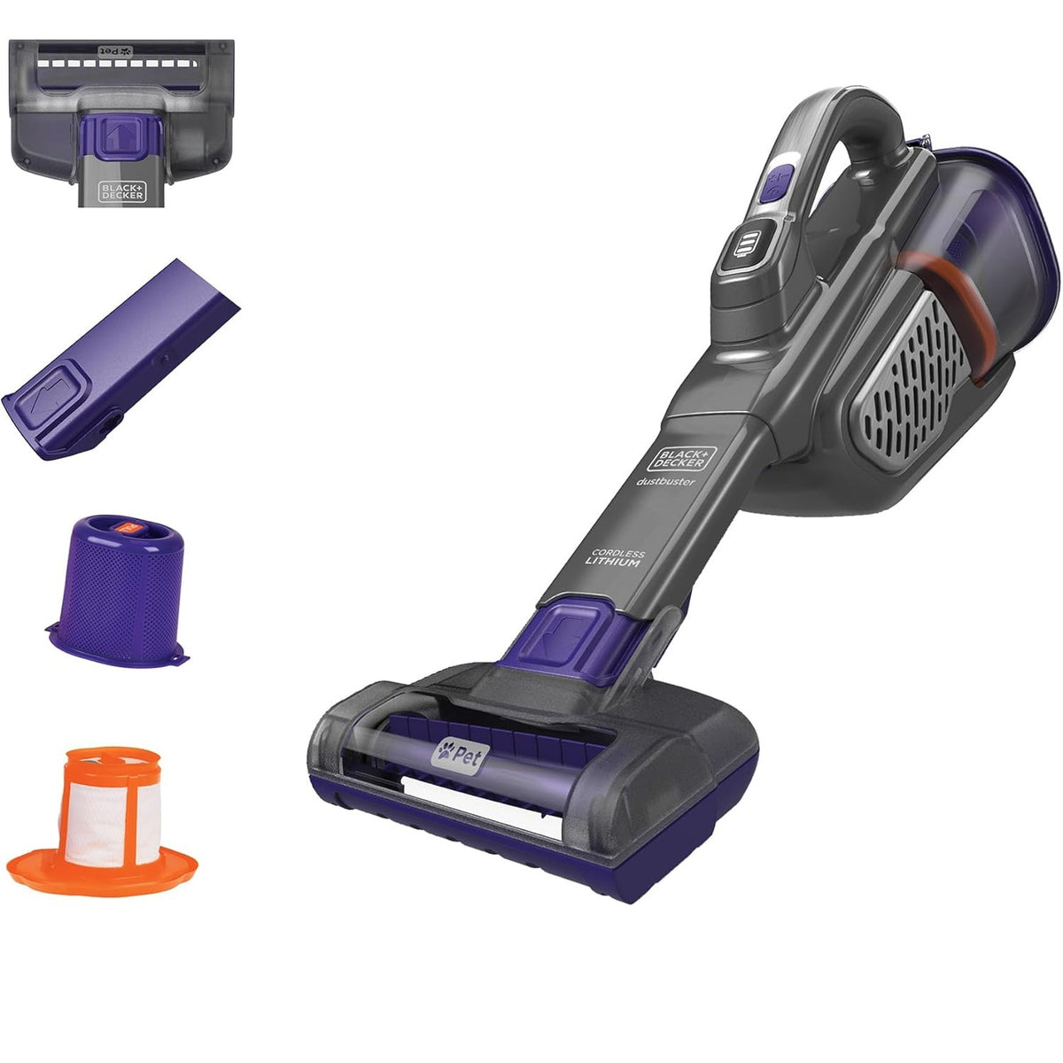 BLACK+DECKER Dustbuster Furbuster Pet Hair Vacuum with Motorized Pet Hair Brush, Handheld Vacuum Cordless