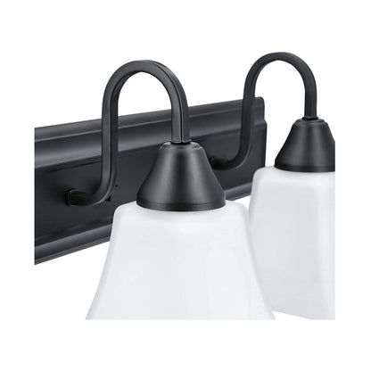 Luminance Square Lexington Vanity 2-Light Wall Sconce | Black & White Bathroom Decor Fixture F3682-31 - 100W MB VANITY FRSTD SQUARE MILK GLS