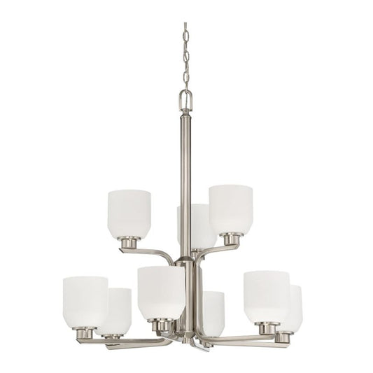 Luminance Quartz 9-Light Nickel Chandelier Opal Glass - F19029-80