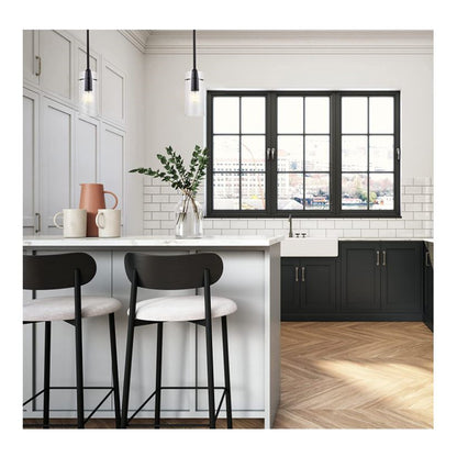 Luminance Mini Pendant Lighting for Kitchen Island | Modern Black Hanging Ceiling Fixture with Clear Glass Shade F3455-31