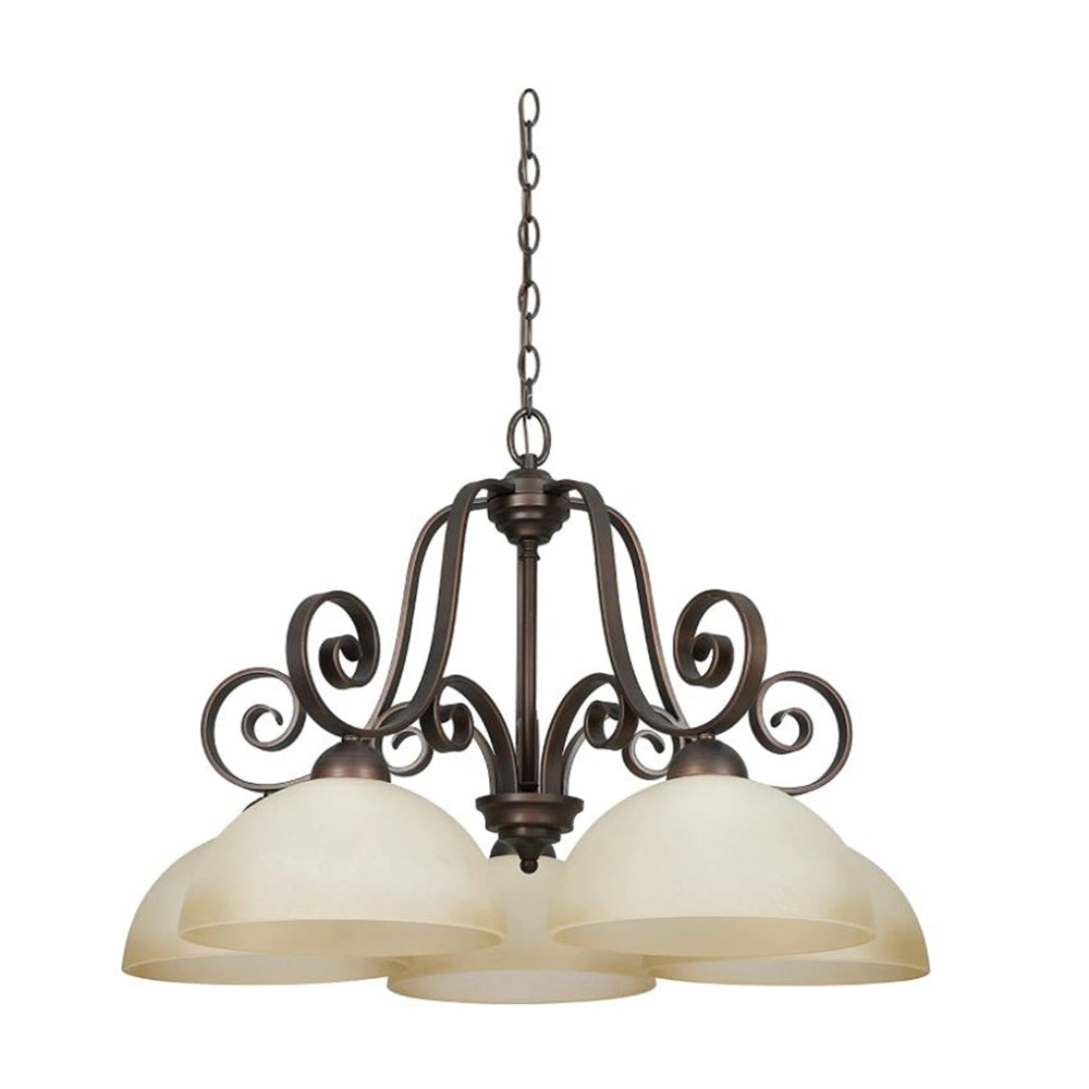 Sunset Lighting 5-Light Chandelier Provano w/ Buttercup Glass, Tique Finish F5256-26