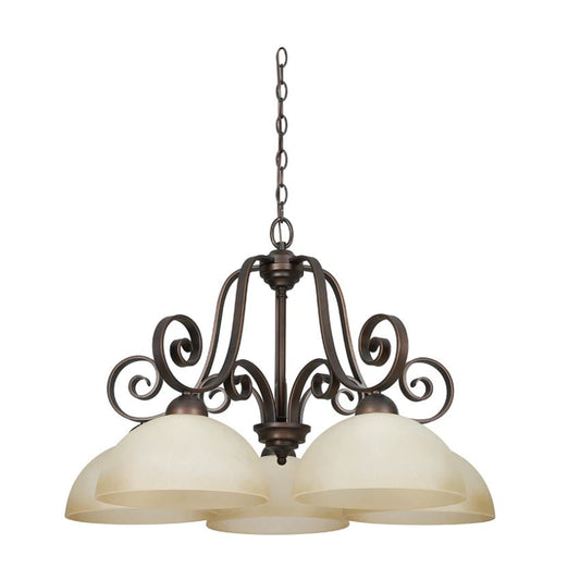 Sunset Lighting 5-Light Chandelier Provano w/ Buttercup Glass, Tique Finish F5256-26