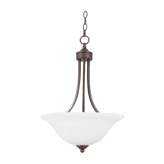 Sunset Lighting 3-Light Pendant Faux Alabaster Glass, Painted Pewter Finish F5161-54