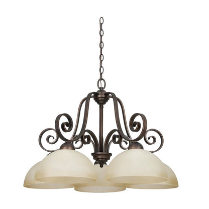 Sunset Lighting 5-Light Chandelier Provano w/ Buttercup Glass, Tique Finish F5256-26