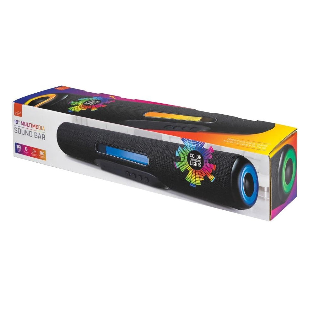 iLive 18-inch Portable Wireless Multimedia Soundbar Speaker with LED Lights, Black, ISB184B