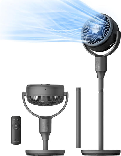 Pelonis Pedestal Fan, Air Circulator, Ultra OmniFlow (135°+90°Auto Oscillation), Quiet Floor Fan with 3 Speeds, Remote PSFAS07R2ALG