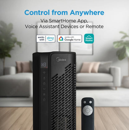 Midea 1500W 30" Smart Tower Heater with Wi-Fi App and Voice Remote Control MSHC30TW6BB
