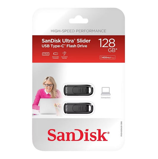 SanDisk Ultra Slider USB Type-C Drive 128GB, 2- Pack SDCZ480-128G-ABJ2