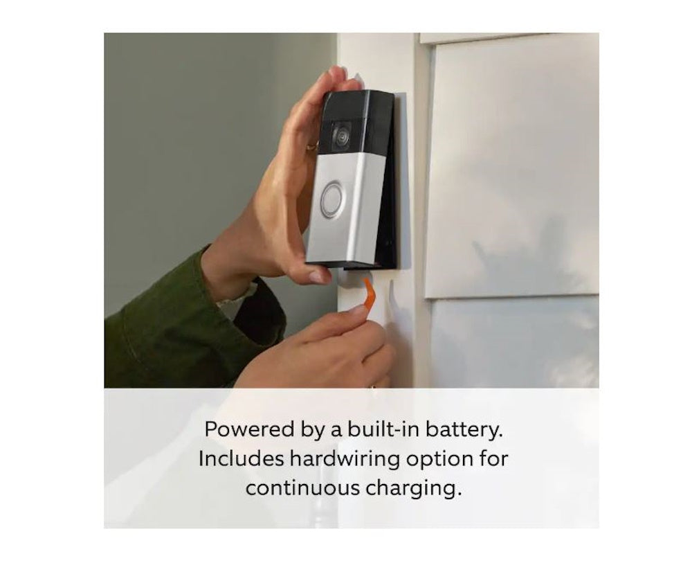Ring Battery Doorbell Plus Smart Wi-Fi Video Doorbell Battery Operated with Head-to-Toe View Satin Nickel B09WZBPX7K