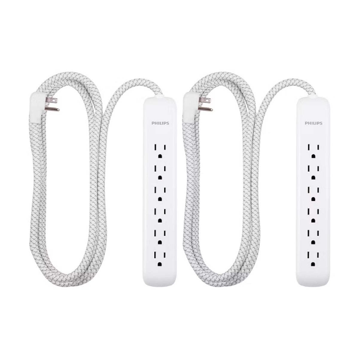 Philips 6-Outlet Surge Protector w/ 4' Braided Cord 720J 2 pk White - SPP3383W37
