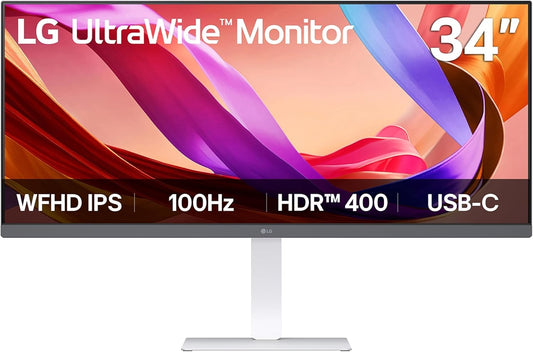 LG - 34U530A-W 34" UltraWide WFHD Monitor, 100Hz, HDR 400, HDMI, DP, USB-C, Tilt/Height/Swivel - White
