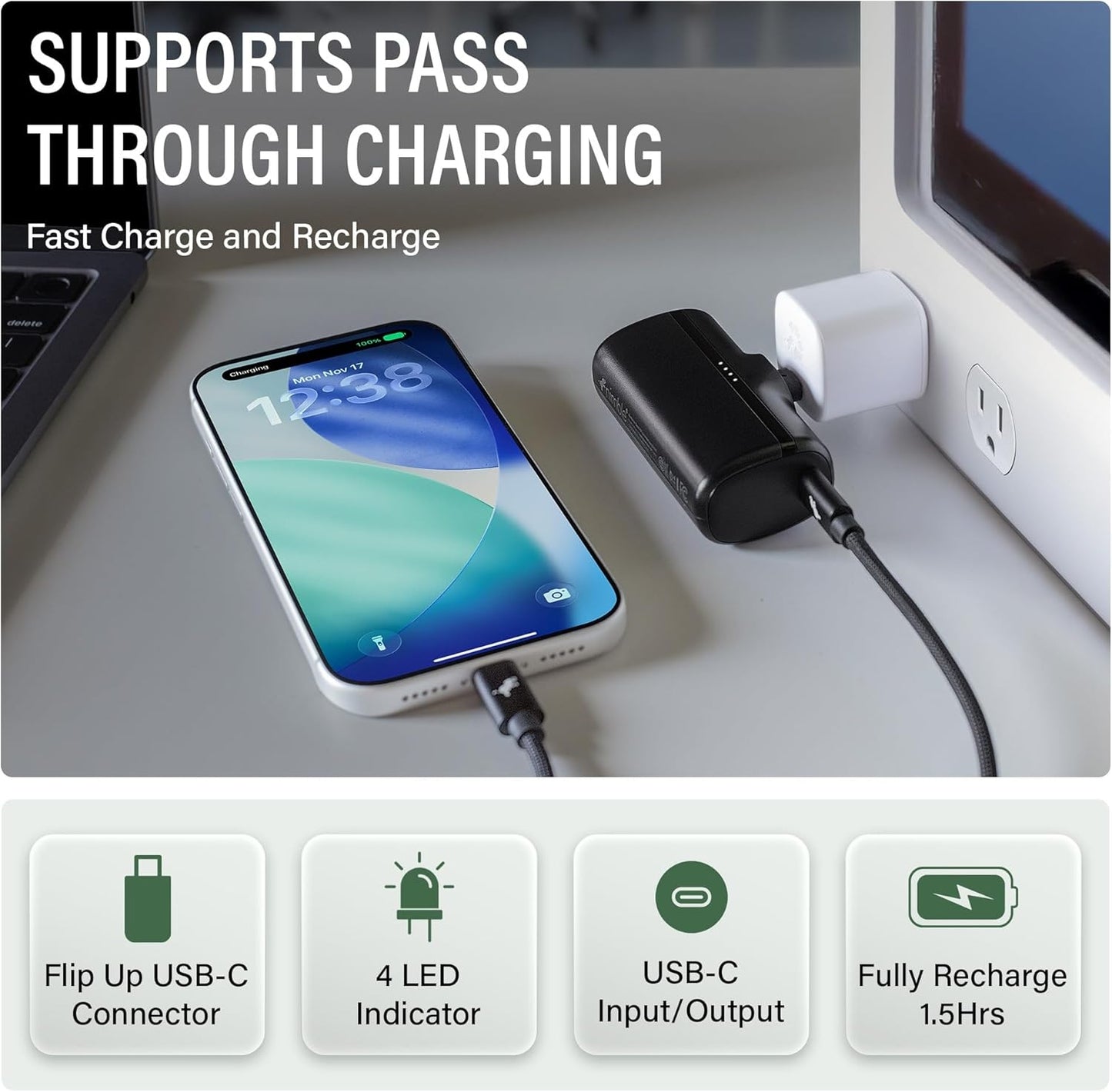 Nimble Bump 5K Portable Charger - Black NB-BN-BPC-3K1C
