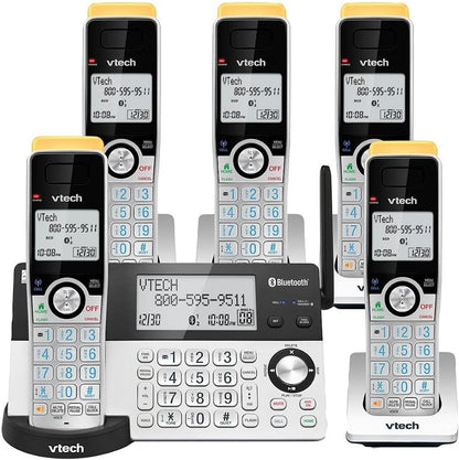 Vtech 5-Handset Cordless Phone with Super Long Range, Bluetooth Connect to Cell, Smart Call Blocker and Answering System IS8129-5