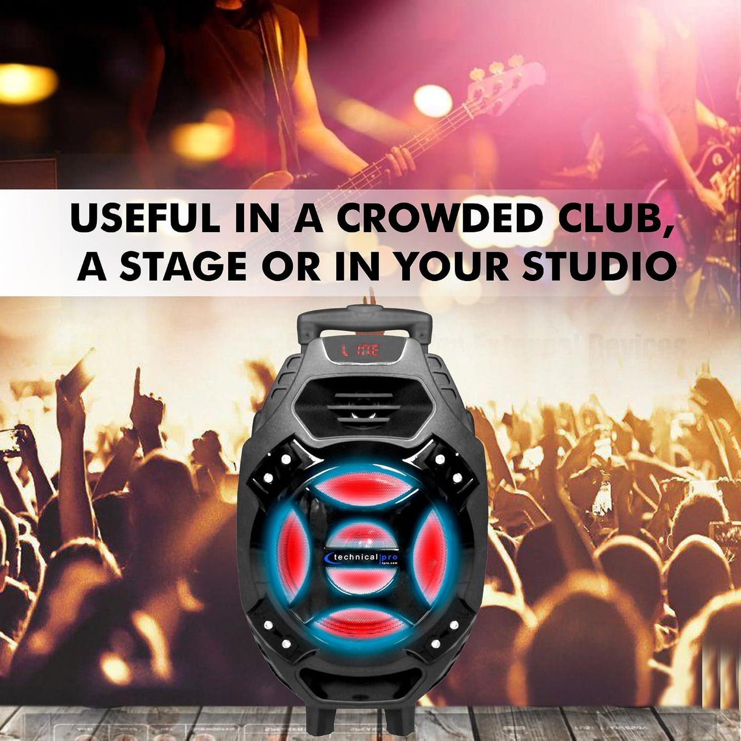 Technical Pro CALLE7 Rechargeable Bluetooth Party Speaker with 8-Inch LED Woofer