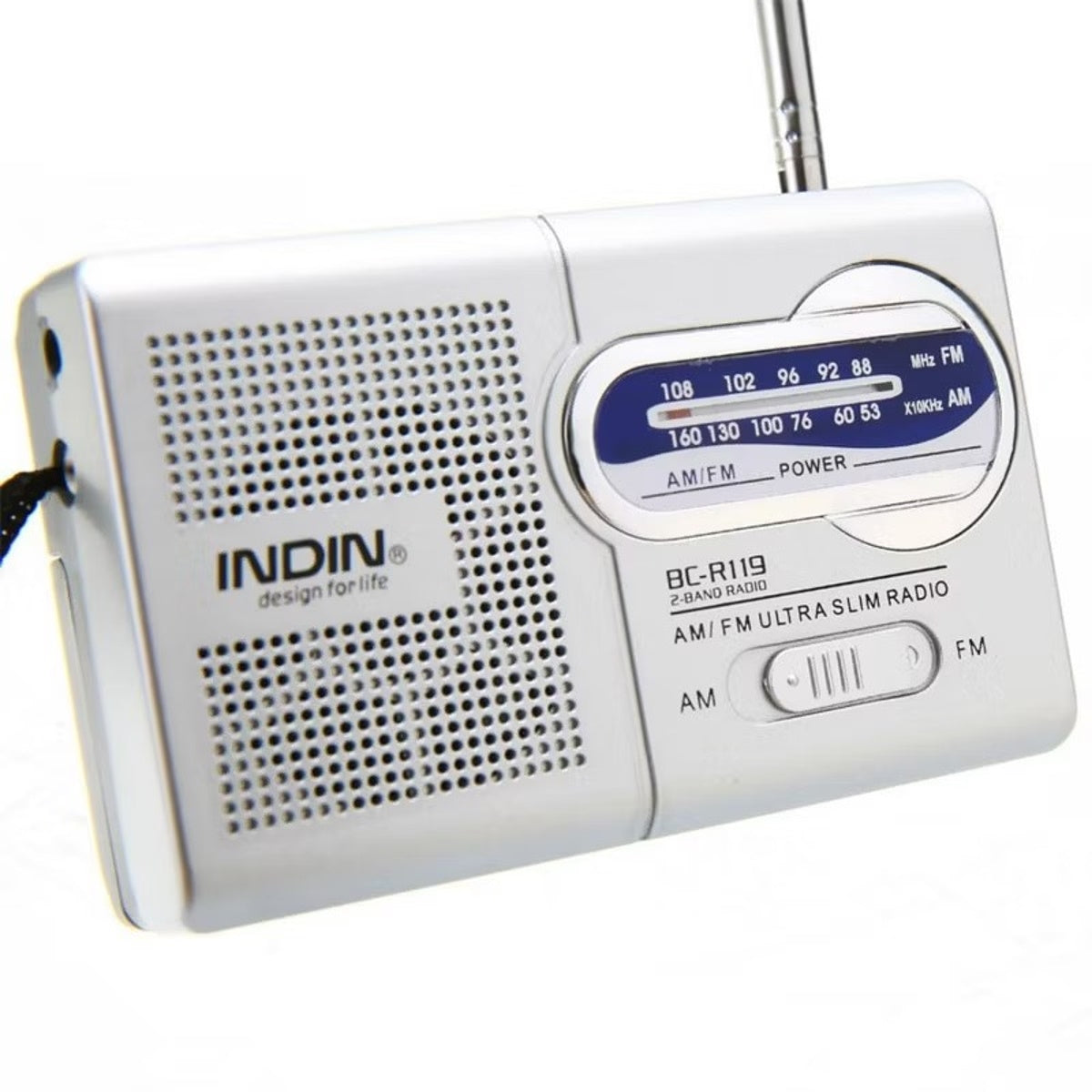 BC-R119 Mini Radio,Portable AM FM Telescopic Antenna Pocket Radio World Receiver Speaker Battery Operated, Silver