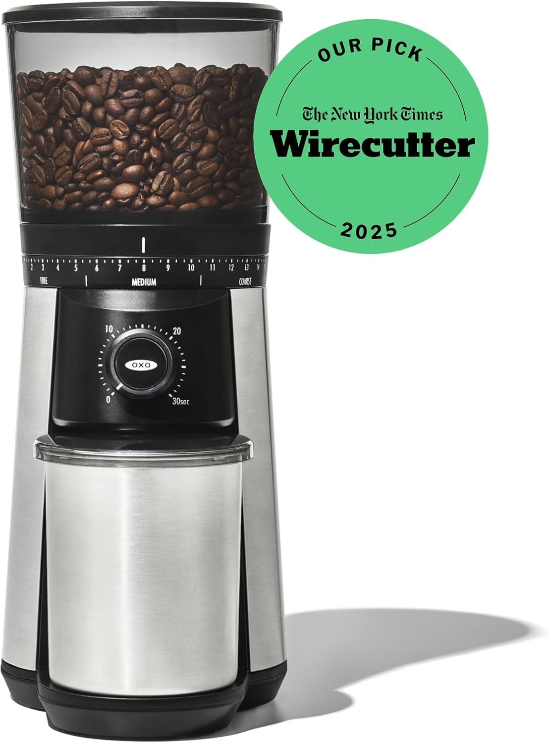 OXO 16 oz. Stainless Steel Conical Coffee Grinder with Adjustable Settings