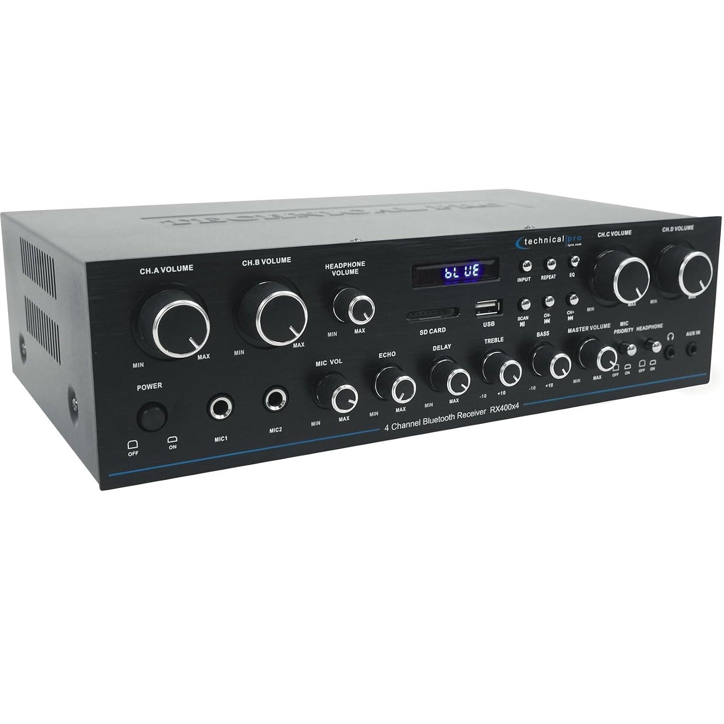 Technical Pro RX400X4 1600W 4-Channel Bluetooth Home Audio Receiver