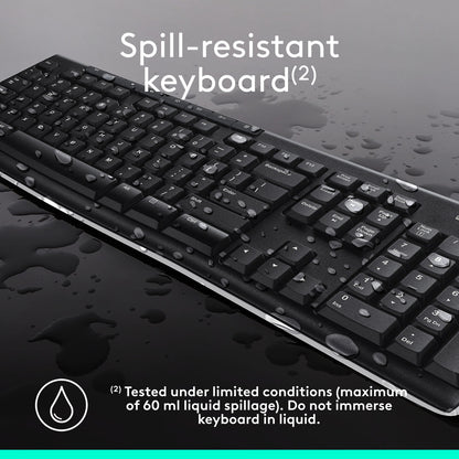 Logitech MK270 Wireless Keyboard/Mouse Combo - 2.4 GHz - Black 920-004536