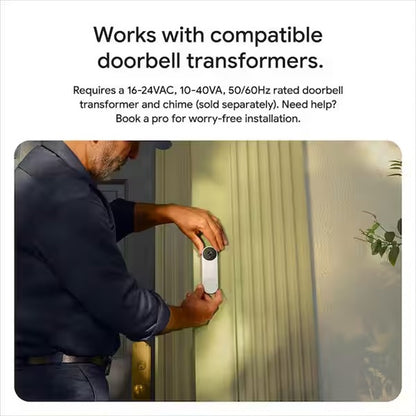 Google Nest Video Doorbell, Wired, 3rd Gen, Hazel GA09968-US