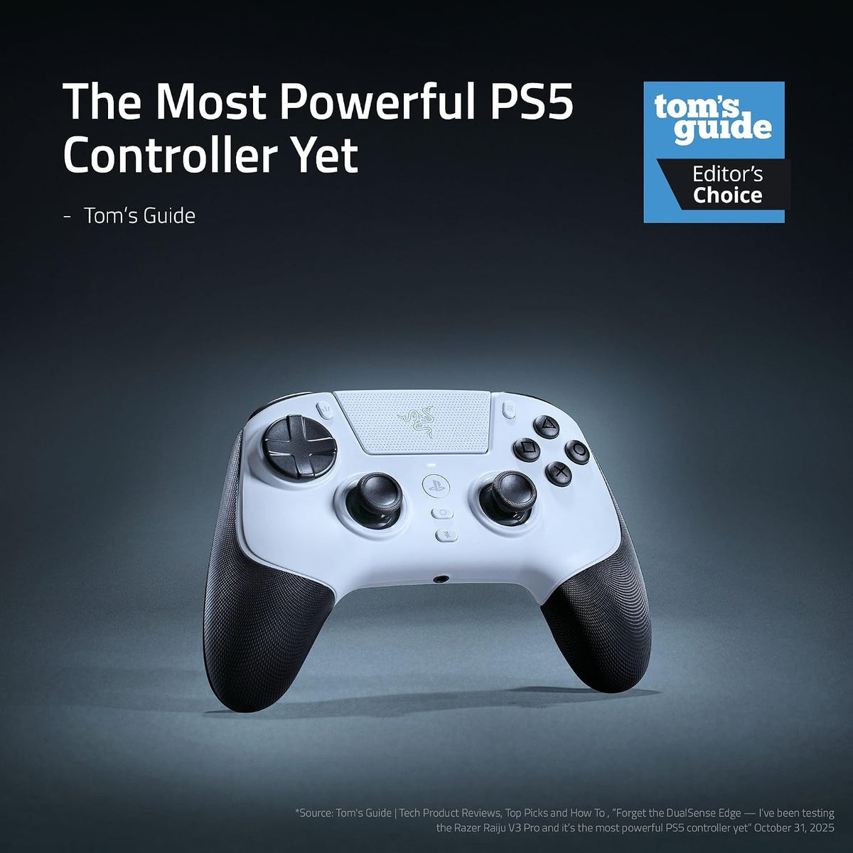 Razer Raiju V3 Pro Wireless Esports Controller for PlayStation 5 and PC in White - RZ06-05580200-R3UA
