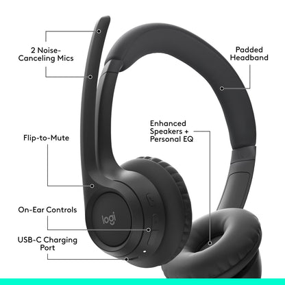 Logitech Zone 300 Wireless Headset Midnight Black 981-001406