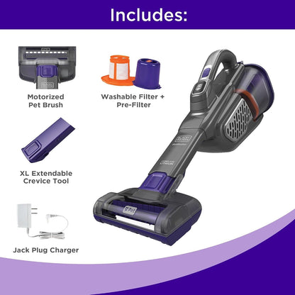 BLACK+DECKER Dustbuster Furbuster Pet Hair Vacuum with Motorized Pet Hair Brush, Handheld Vacuum Cordless