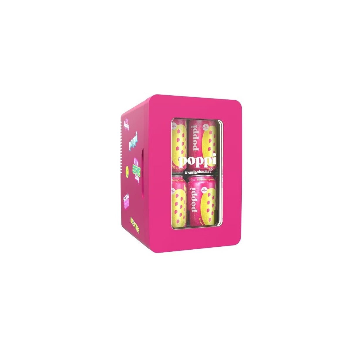 Poppi 8 Can Light Up Mini Dorm Fridge Cooler
