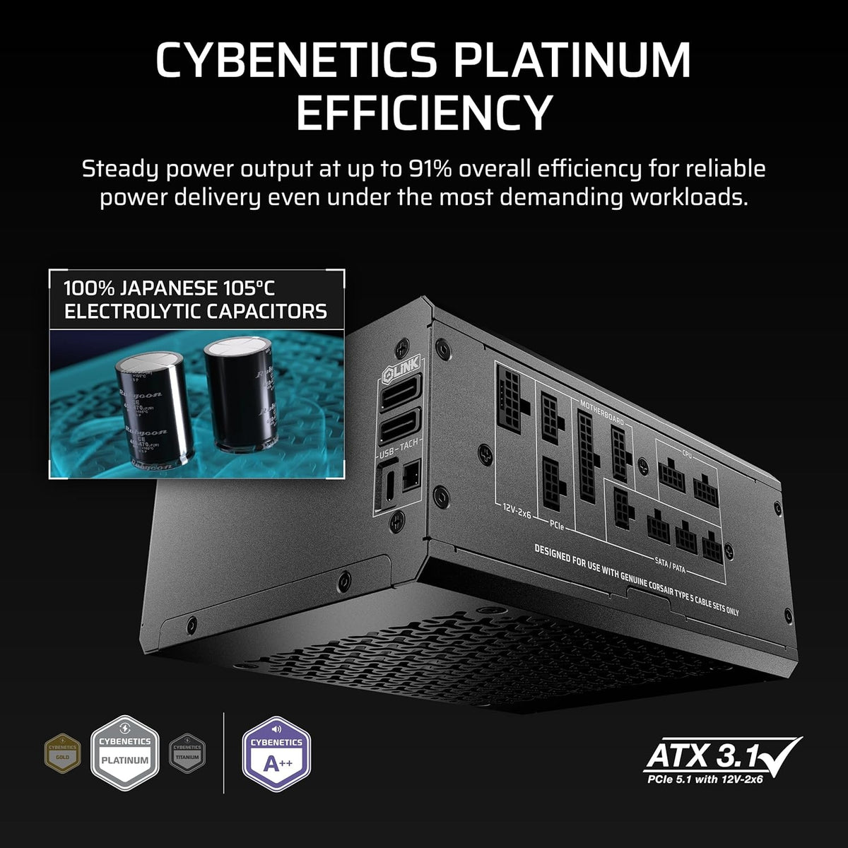 CORSAIR HX1200i Shift Fully Modular ATX Power Supply – Built-in iCUE Link System Hub CP-9020267-NA