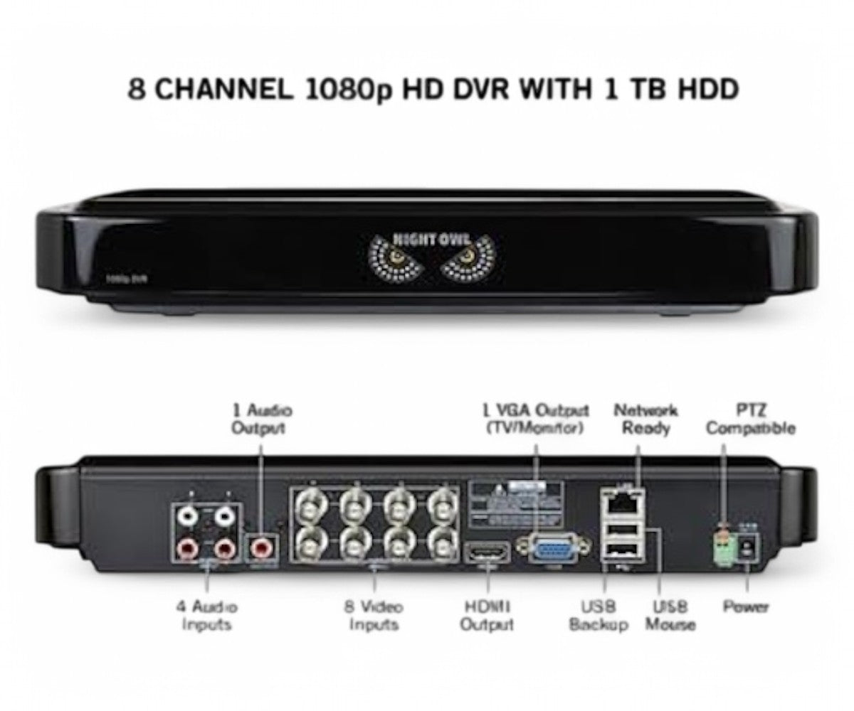 Night Owl 8-Channel 4-Camera 1080p Smart Security System with 1TB HDD DVR CL-A10-841