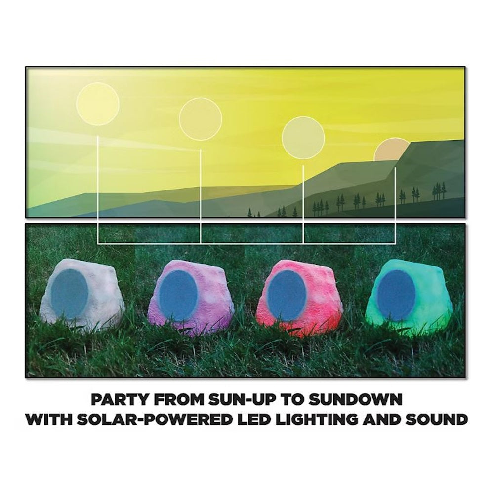ION Solar Glow Stone Link Rock Speaker with Lights ISP183