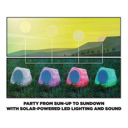 ION Solar Glow Stone Link Rock Speaker with Lights ISP183