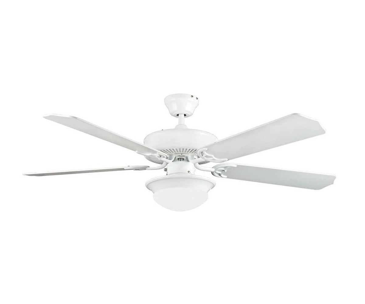 Concord Fans Heritage Fusion 52" Ceiling Fan, White Finish w/ White Blade Finish with Opal White Glass 52HEF5E-ES