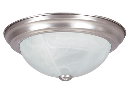 Sunset Lighting 13" Flush Mount w/ Faux Alabaster Glass, Satin Nickel Finish F7633-53