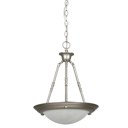 Sunset Lighting F7676-53 Pendant with Faux Alabaster Glass, Satin Nickel Finish