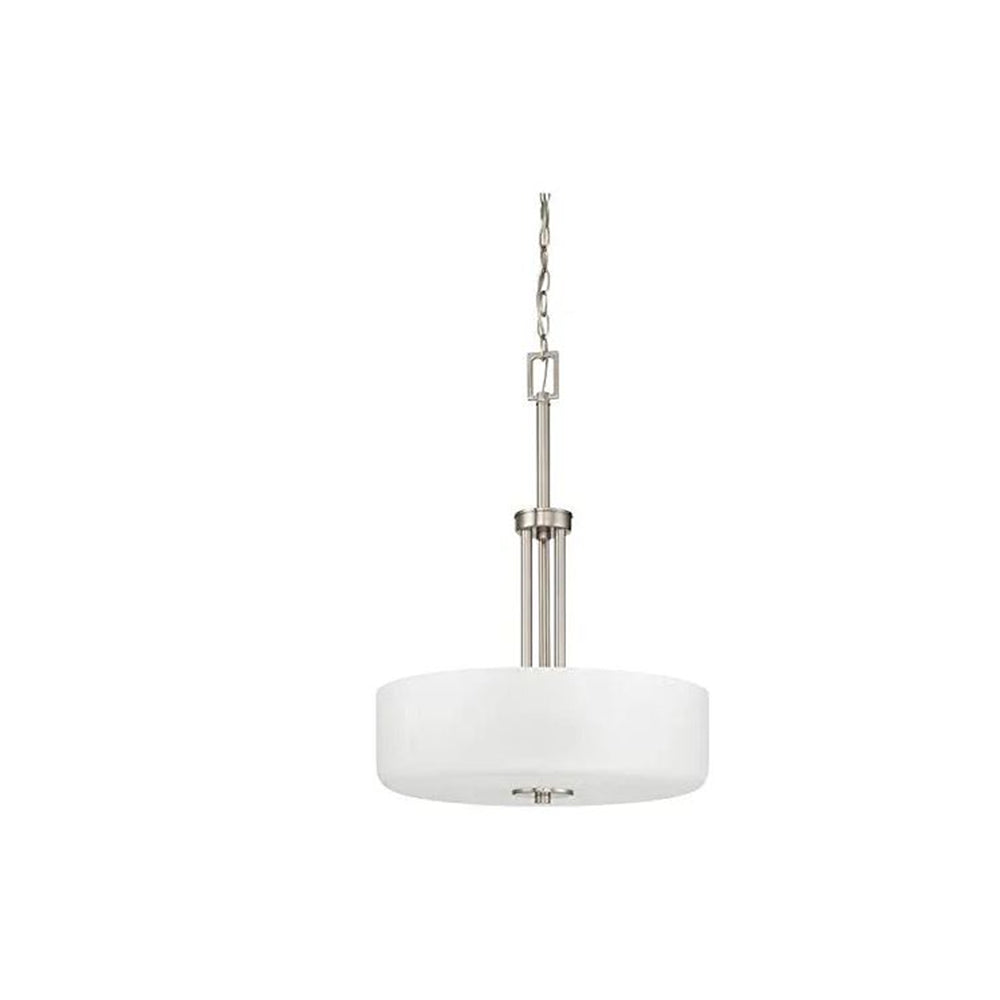 Sunset Lighting F17027-80 Somes 3-Light Bowl Pendant - Linen Glass, Dimmable -Bright Satin Nickel