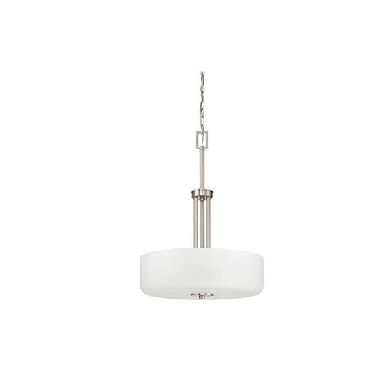 Sunset Lighting F17027-80 Somes 3-Light Bowl Pendant - Linen Glass, Dimmable -Bright Satin Nickel