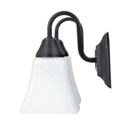 Luminance Square Lexington Vanity 2-Light Wall Sconce | Black & White Bathroom Decor Fixture F3682-31 - 100W MB VANITY FRSTD SQUARE MILK GLS