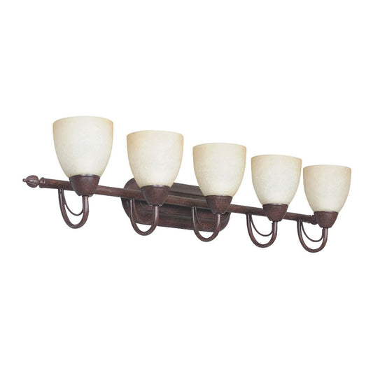 Sunset Lighting 36" 5-Light Vanity Alpine Glass, Rubbed Bronze Finish F2495-62