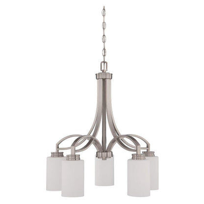 Sunset Lighting Dalton 5-Light Farmhouse Chandelier, Bright Satin Nickel F18006-80