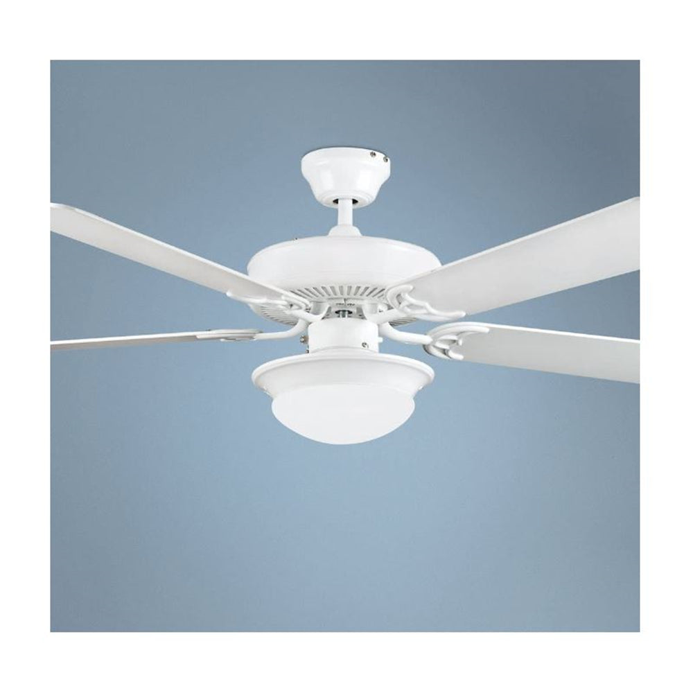 Concord Fans Heritage Fusion 52" Ceiling Fan, White Finish w/ White Blade Finish with Opal White Glass 52HEF5E-ES
