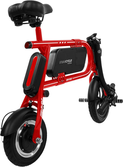 Swagtron SwagCycle SCE-1 Envy Electric Bike Reach 10 mph; 264 lbs Max Load - Red 36860-6, IP54 water-resistant, 12" front and 10" rear wheels