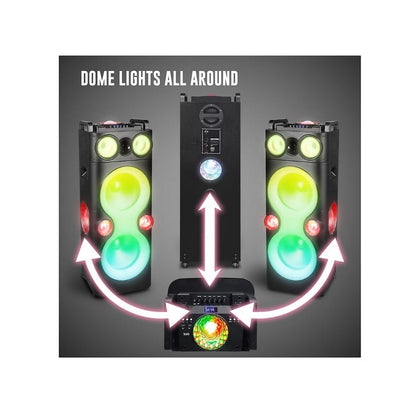 QFX PBX-1260 Dual 12" Party Speaker w/ Rechargeable Battery & LED Lights