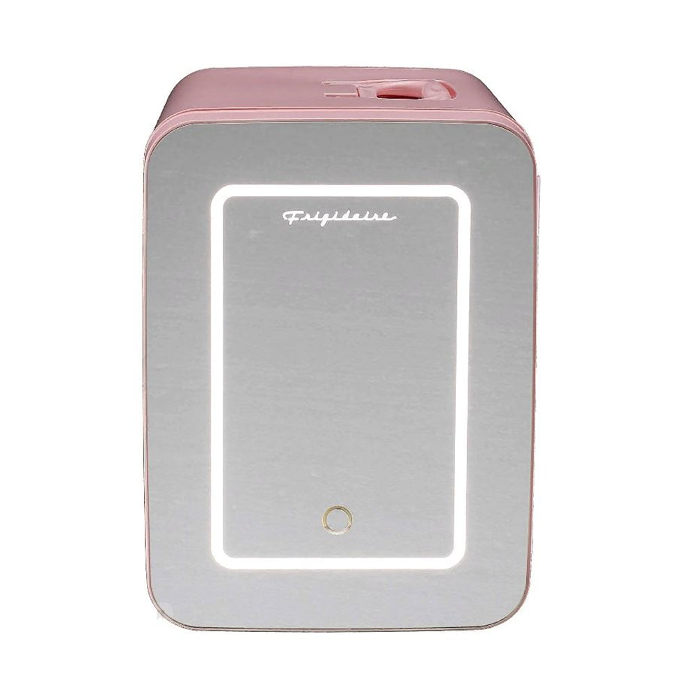 Frigidaire EFMIS170-PINK 9-Can / 6.5L Mini Portable Personal Fridge with Lighted Mirror Door, Includes 110V home power cord & 12V DC car adapter