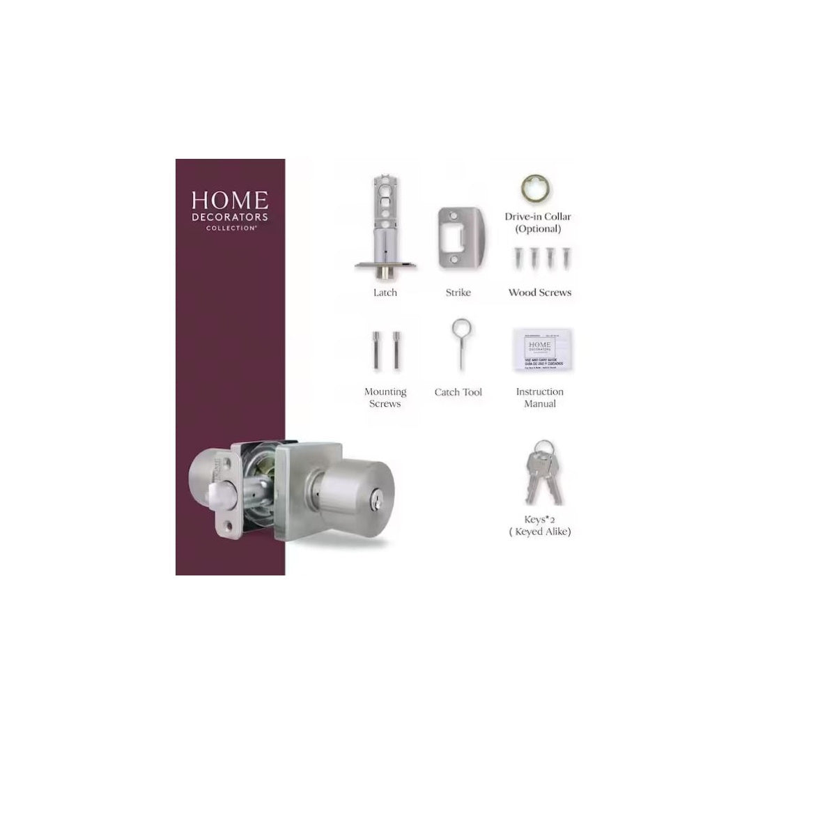Ridgeway Satin Nickel Keyed Entry Door Knob with Square Rose Featuring Dual Keyway