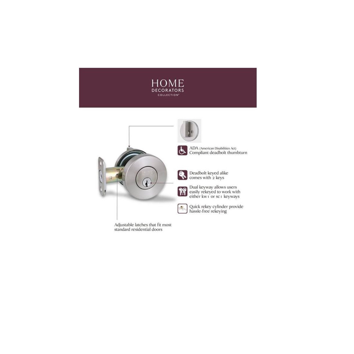 Round Satin Nickel Single Cylinder Deadbolt Featuring Dual Keyway DD1X21PXJ