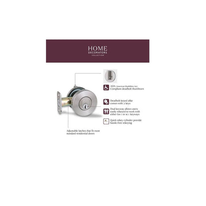 Round Satin Nickel Single Cylinder Deadbolt Featuring Dual Keyway DD1X21PXJ