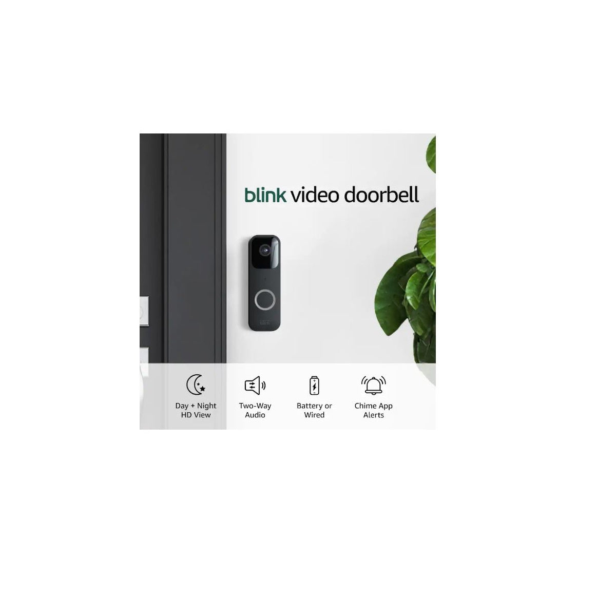 Blink Smart Wi-Fi Video Doorbell Wired/Battery Operated 2-Way Audio, HD Video, Motion detection, Chime App Alerts, Works with Alexa, Black