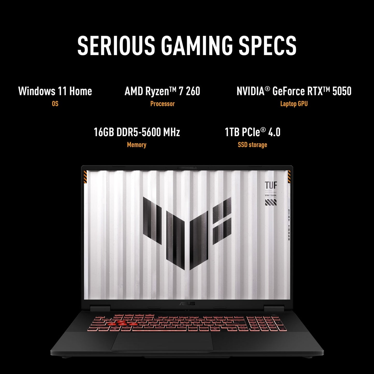 ASUS TUF Gaming A18 18" FHD+ 144Hz Gaming Laptop AMD Ryzen 7 16GB 1TB Gray NVIDIA GeForce RTX 5050 with 8 GB