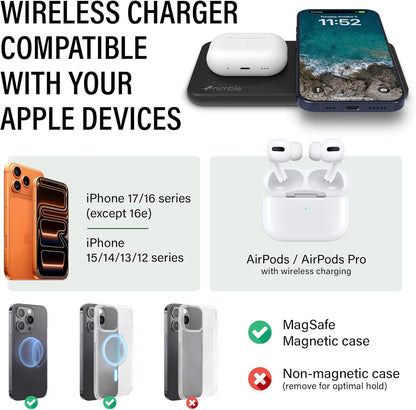 Nimble Podium 2-in-1 Wireless Charging Station for iPhone & Airpods NB-WP-2N1TRY