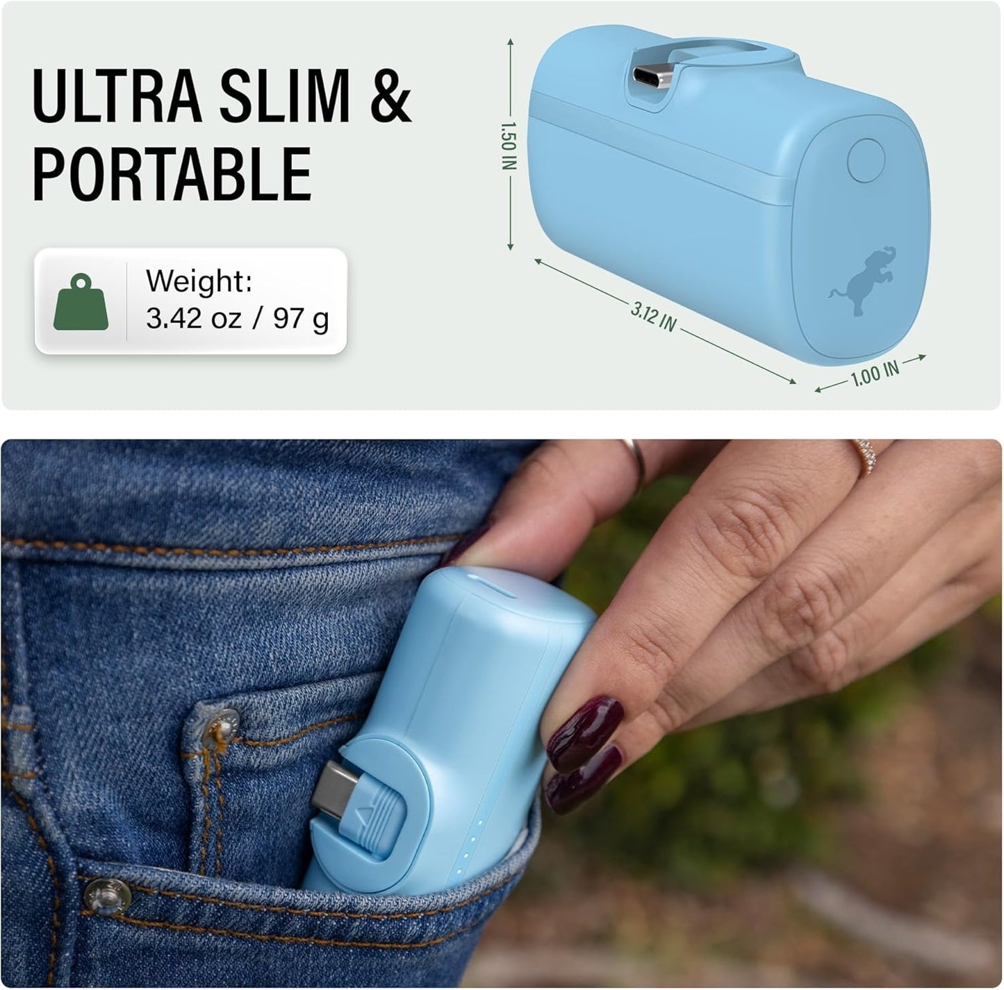 Nimble Bump 5K Portable Charger - Black NB-BN-BPC-3K1C